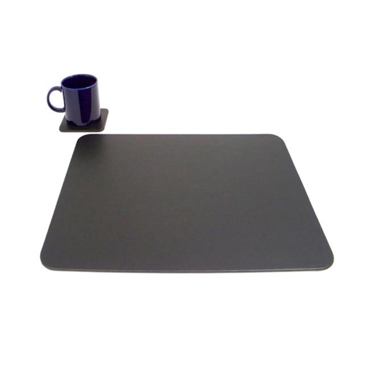 Bey-Berk International D433 14 x 17 in. Leather Conference Table Pad with Single Coaster - Black